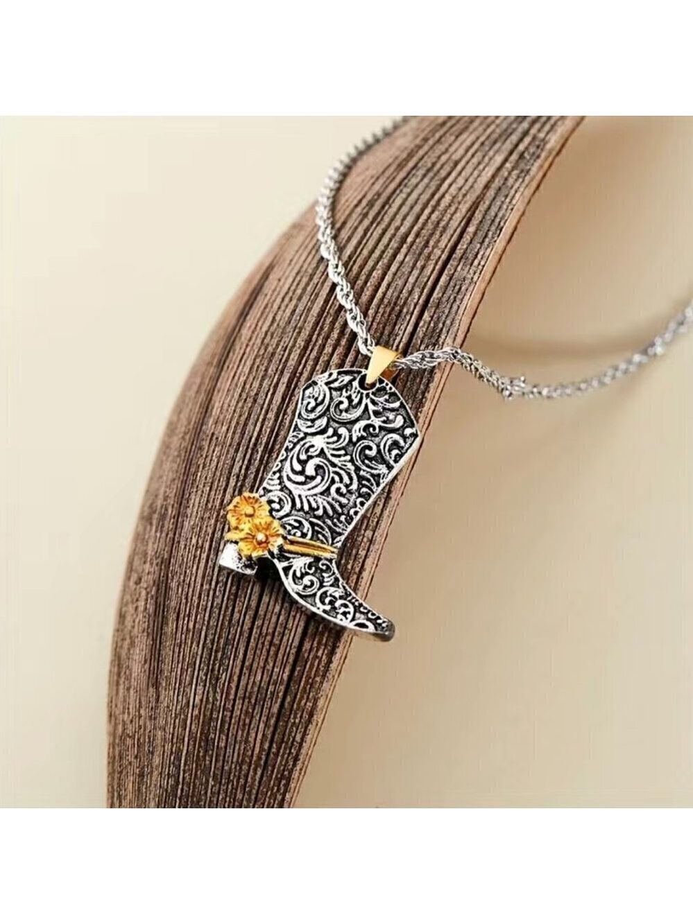 Large Nashville Cowboy / Cowgirl Boot Pendant and Necklace #837 - Picture 7 of 9